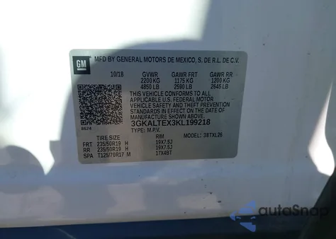 2019 GMC Terrain Sle z USA, uszkodzony, nr VIN 3GKALTEX3KL199218